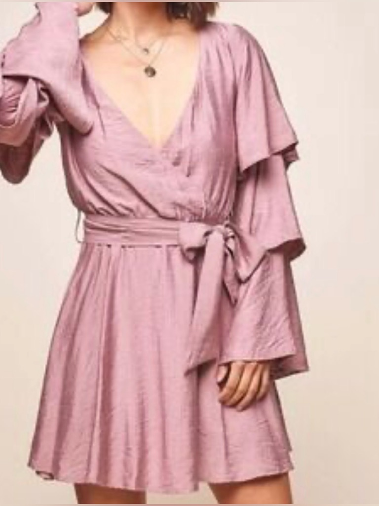 Here Comes The Sun Mauve Low Cut Dress - Size M